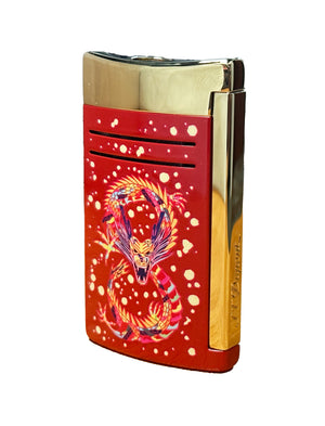 S.T. Dupont MaxiJet Year of the Dragon Burgundy and Gold Lighter