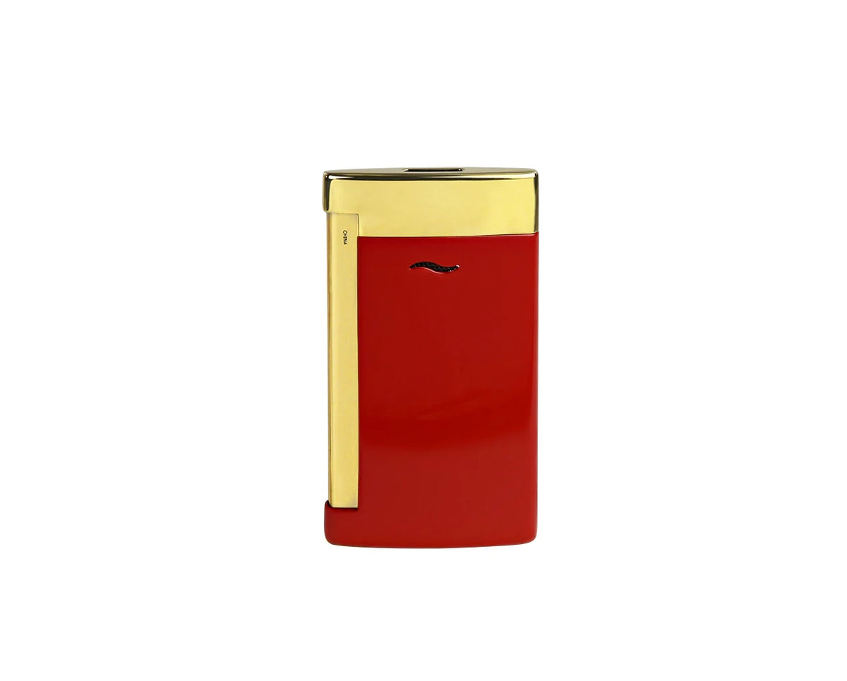 S.T. Dupont Slim 7 Matte Burgundy and Golden Flat Flame Lighter