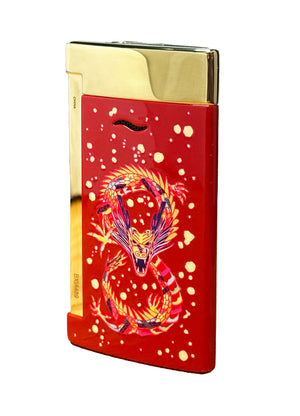 S.T. Dupont Slim 7 Year of the Dragon Burgundy and Golden Flat Flame Lighter