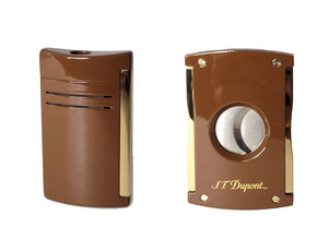 S.T. Dupont Brown and Gold Lighter and Cutter Combo Set