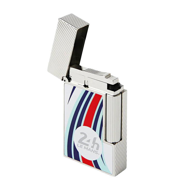 S.T. Dupont Ligne 2 Le Mans Blue and Chrome Flint Lighter Lighters Direct