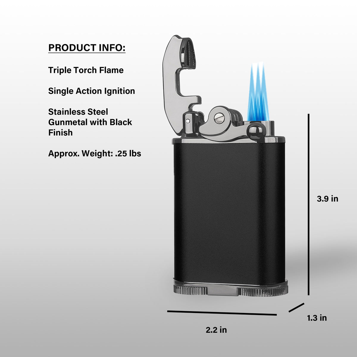 Visol Retro Butane Torch Lighter Triple Flame Refillable Gas
