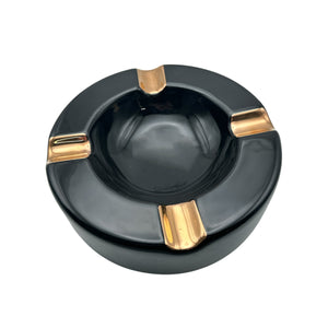 Visol Midas Black & Gold Round Ceramic Cigar Ashtray
