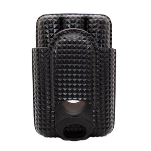 Visol Marvel Diamond Pattern 3 Finger Leather Cigar Case with Cutter