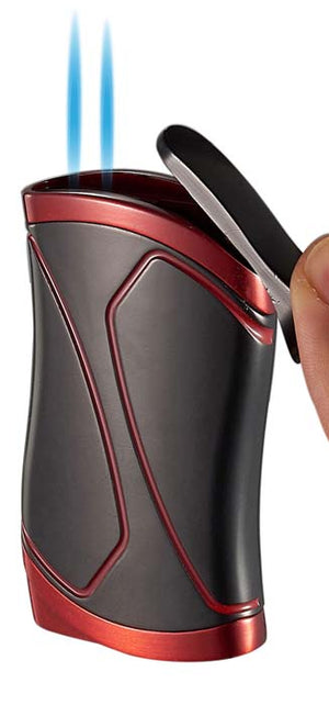 Visol Pisco Black and Red Dual Torch Cigar Lighter