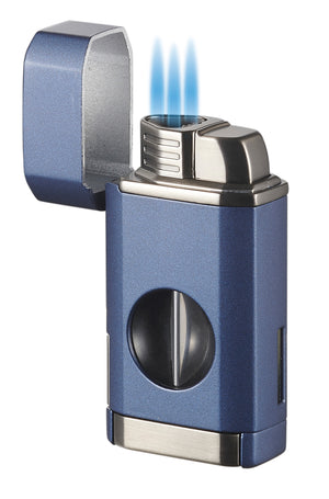 Visol Diablo Triple Torch Flame Lighter w/ Spring V Cutter - Navy Blue