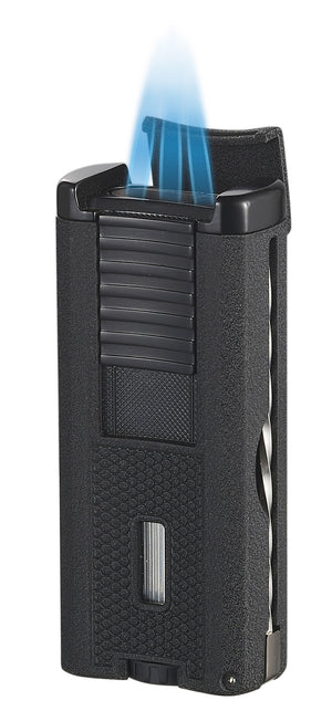 Visol Striker Triple Torch Flame Lighter with Cigar Poker - Black