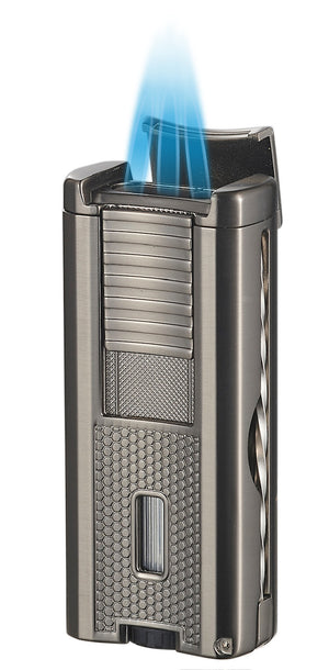 Visol Striker Triple Torch Flame Lighter with Cigar Poker - Gunmetal