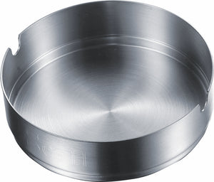 A stainless steel cigarette ashtray with a smooth satin finish and two cigarette rests. Engraving Available