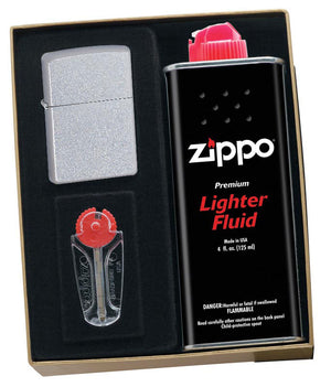 Zippo Satin Chrome Lighter Gift Kit