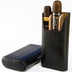 Showband Lizard Pattern Black Leather Case