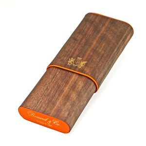Brizard & Co Showband 3 Curly Walnut & Racing Orange Cigar Case