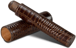 Brizard & Co Croco Pattern Tobacco Leather Cigar Tube