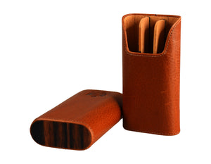 Brizard & Co Dakota Tan Leather with Ebony Cigar Case - 3 Finger Case