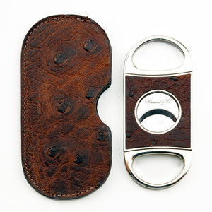 Brizard & Co Double Guillotine Series II Genuine Ostrich Antique saddle Cigar Cutter