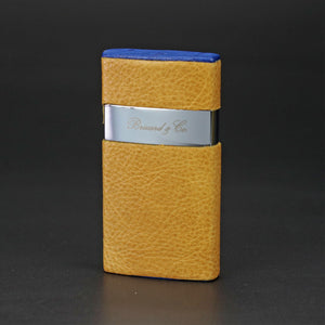 Brizard & Co Venezia Camel and Blue Ostrich Single Jet Flower Flame Lighter