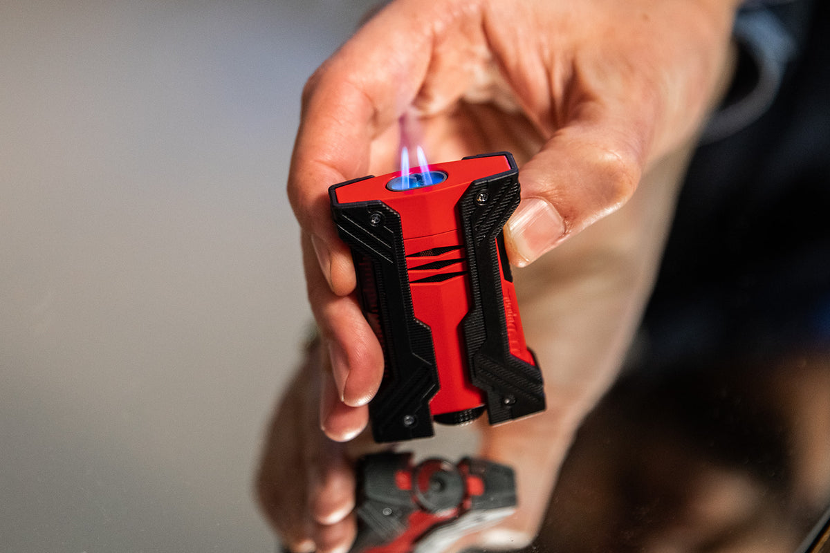 S.T. Dupont Defi XXtreme Cigar Lighter - Black & Red – Lighters Direct