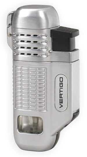 Vertigo Equalizer Quad Torch Lighter - Silver & Brushed Chrome