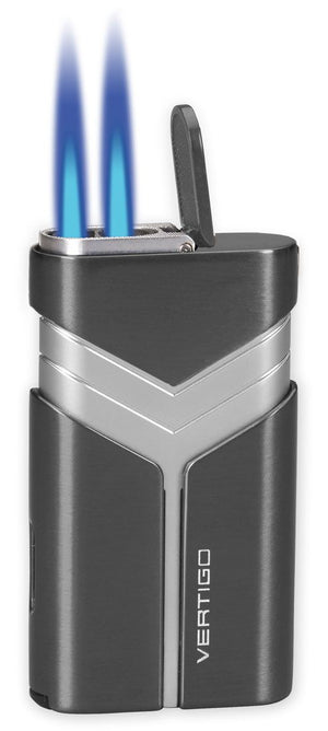 Vertigo Tron Double Torch Lighter - Gunmetal & Brushed Chrome