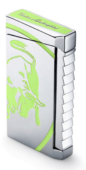 Lamborghini Il Toro Silver and Green Single Flame Lighter