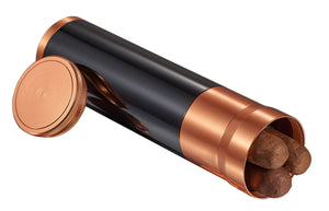 Visol Carlos Jr 3 Cigar Travel Case Humidor - Black & Copper