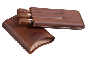 Legend Brown Genuine Leather Case - Holds 3 Cigars