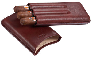 Legend Burgundy Genuine Leather Case - Holds 3 Cigars