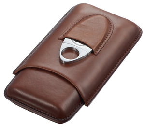 Visol Legendary Saddle Leather Cigar Case with Cutter