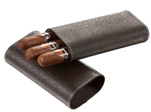 Visol Santa Fe Tobacco Leaf Patterned Brown Leather Cigar Case