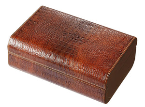 Brown Crocodile Leather Cigar Humidor
