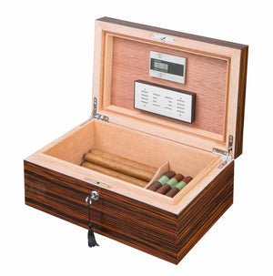 Richardson Ebony Exotic Wood Humidor - Holds 100 Cigars