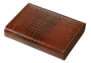 Sobek Brown Leather Desktop Humidor - Holds 10 Cigars