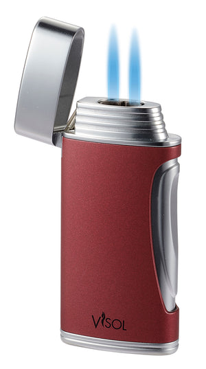 Visol DuoMatt Burgundy Double Flame Cigar Lighter