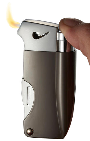 Visol Poseidon Soft Flame Pipe Lighter With Tools - Silver