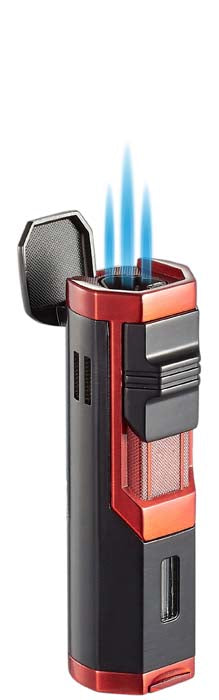 Visol Andes Triple Torch Cigar Lighter - Red and Black