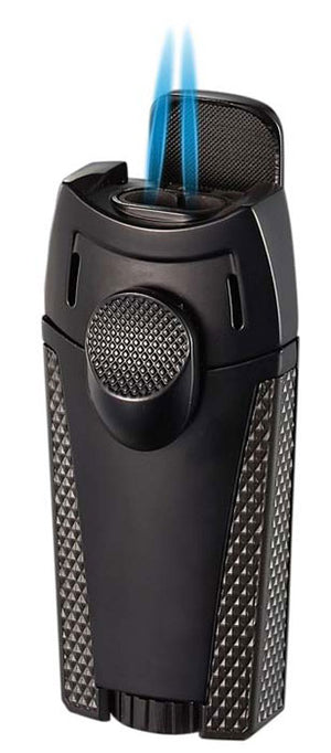 Visol Meru Dual Torch Flame Lighter - Black