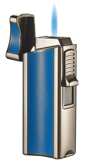 Visol Ridge Blue Single Flame Torch Lighter with Cigar Rest