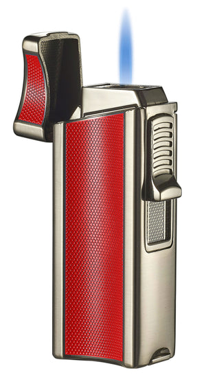 Visol Ridge Red Single Flame Torch Lighter with Cigar Rest