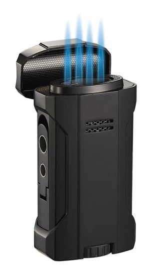 Visol Rhino 2.0 Black Quad Flame Torch Cigar Lighter