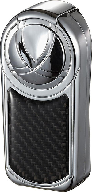 Dobrev 3 Triple Torch Cigar Lighter - Chrome and Carbon Fiber