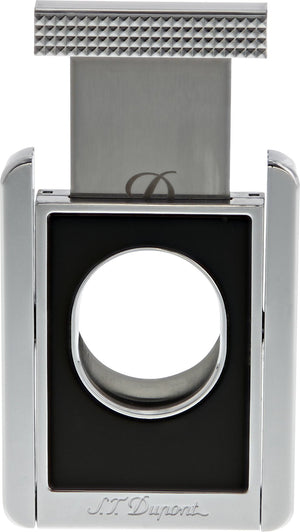 S.T. Dupont Chrome and Matte Black Guillotine Cigar Cutter and Stand