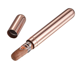 Visol Sigma Rose Gold Finish Stainless Steel Cigar Tube