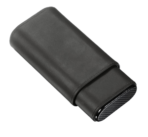 Burgos Black Leather Cigar Case - Holds 3 Cigars