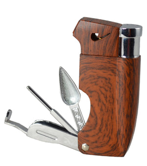 Visol Poseidon Soft Flame Pipe Lighter - Wood Finish