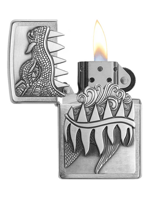 Zippo Fire Breathing Dragon Brushed Chrome Lighter