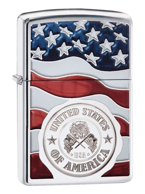 Zippo American Stamp on Flag Lighter