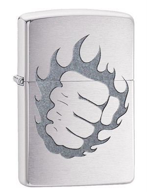 Zippo Fist & Fire Brushed Chrome Lighter