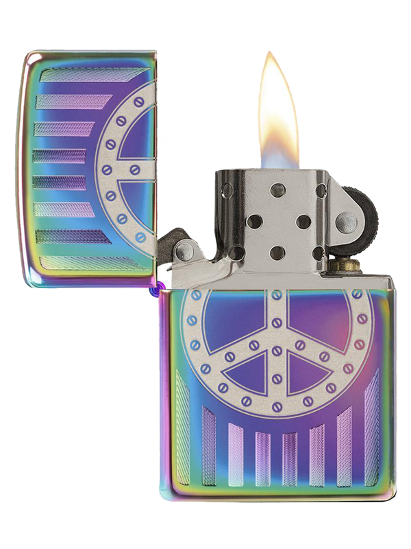 Zippo Rivit Peace Sign Spectrum Lighter – Lighters Direct