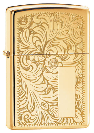 Zippo Venetian 352B – High Polish Brass (Gold) Windproof, Refillable, Engravable Lighter