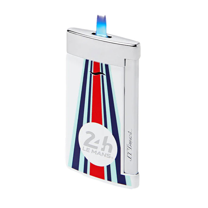 S.T. Dupont Slim 7 Le Mans Blue and Chrome Flat Flame Lighter